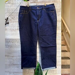 Santana Jeans | NWT Mid-Rise Cuffed Straight Leg Ankle Jeans - 16, Dark Wash